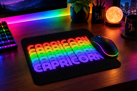 Capricorn Rainbow - Black Mouse-Pad (Mouse Not Included)