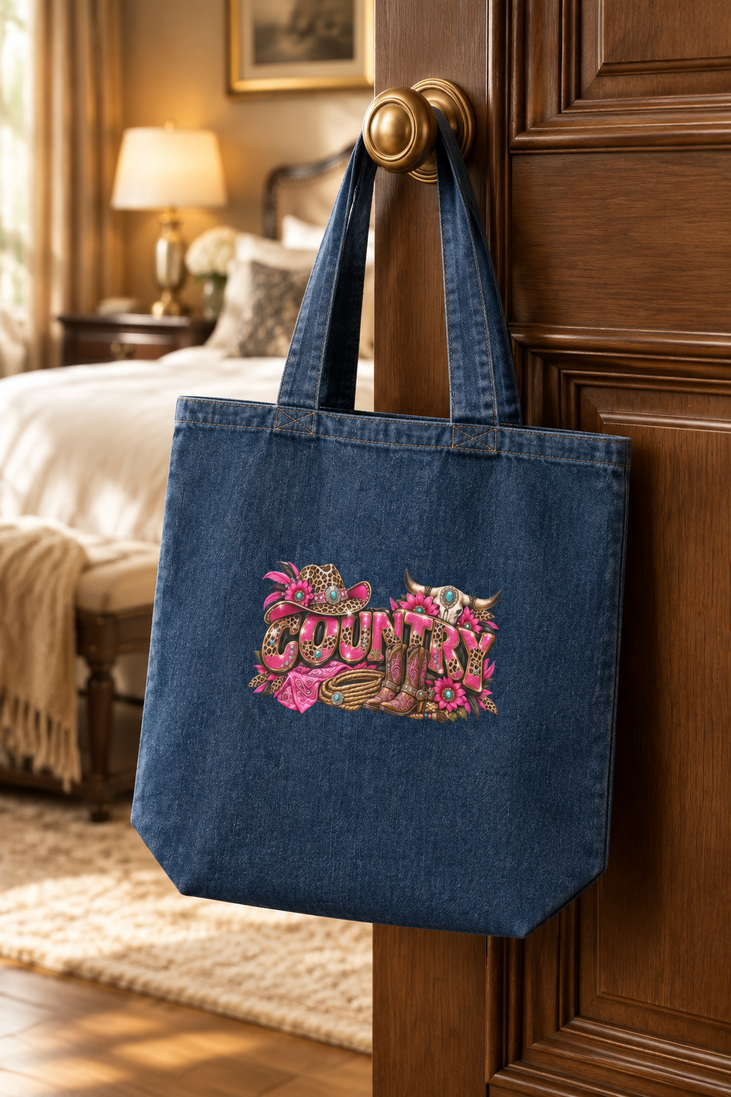 Country - Organic Denim Tote Bag