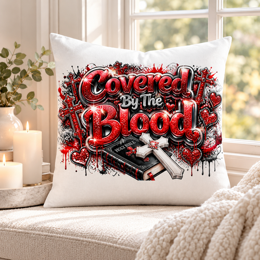 Covered By the Blood Premium Decor Pillow 22 x 22