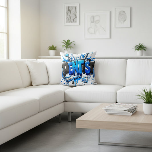 Dentist Blue and Black - White Premium Decor Pillow 22x22- (Dental Office View)