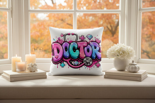 Doctor Unicorn Color - White Premium Decor Pillow 22 x 22