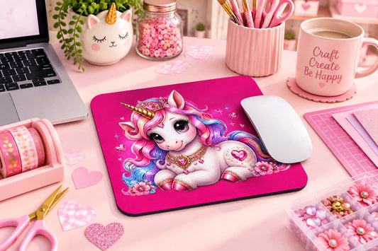 Dreamy Unicorn Hot Pink Mouse Pad - Mouse Not Included