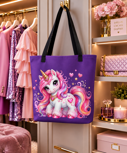 Dreamy Unicorn Purple Large Tote Bag