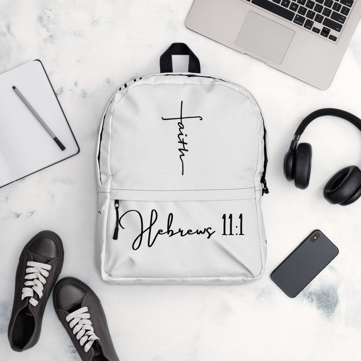 Faith - Hebrews 11:1 White Backpack