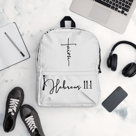 Faith - Hebrews 11:1 White Backpack