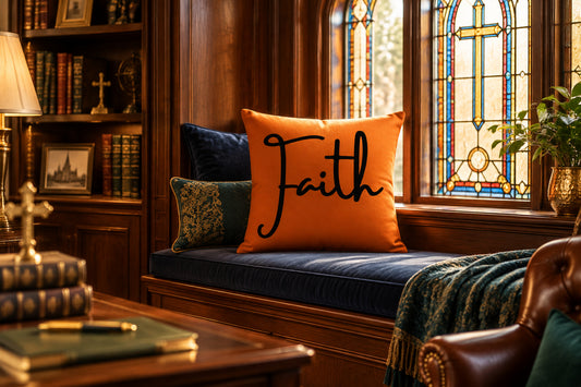 Faith & Hebrews 11:1 - Mango Tango Throw Pillows (22 x 22 Front)