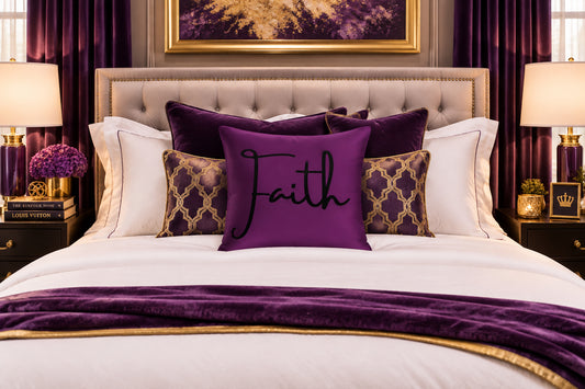 Faith & Hebrews 11:1 - Royalty Palatinate Purple Throw Pillows (22 x 22 Front)