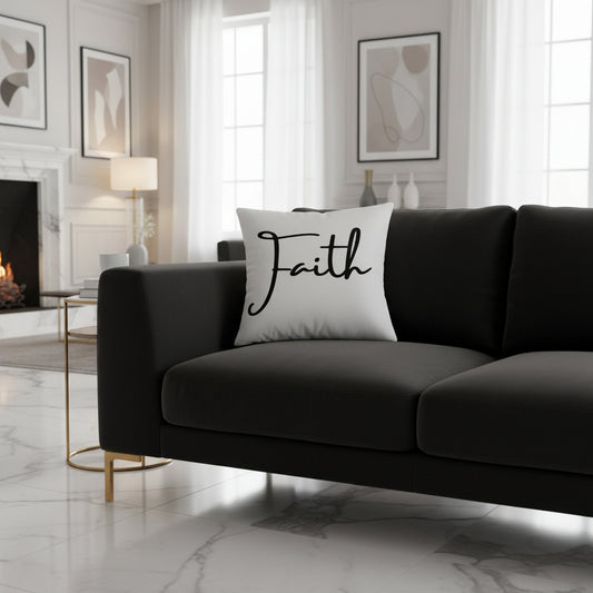 Faith & Hebrews 11:1 - White Throw Pillows (22 x 22 Front)
