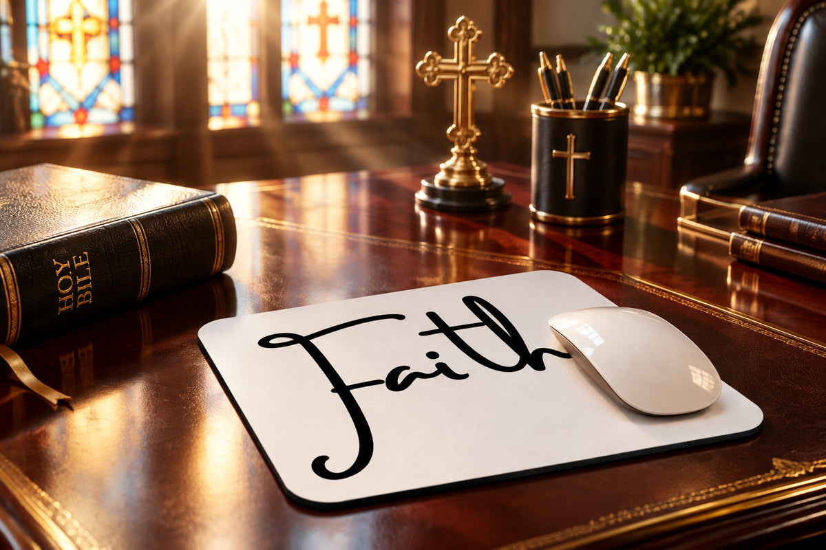 Faith White Mouse Pad (Mouse Not Included)