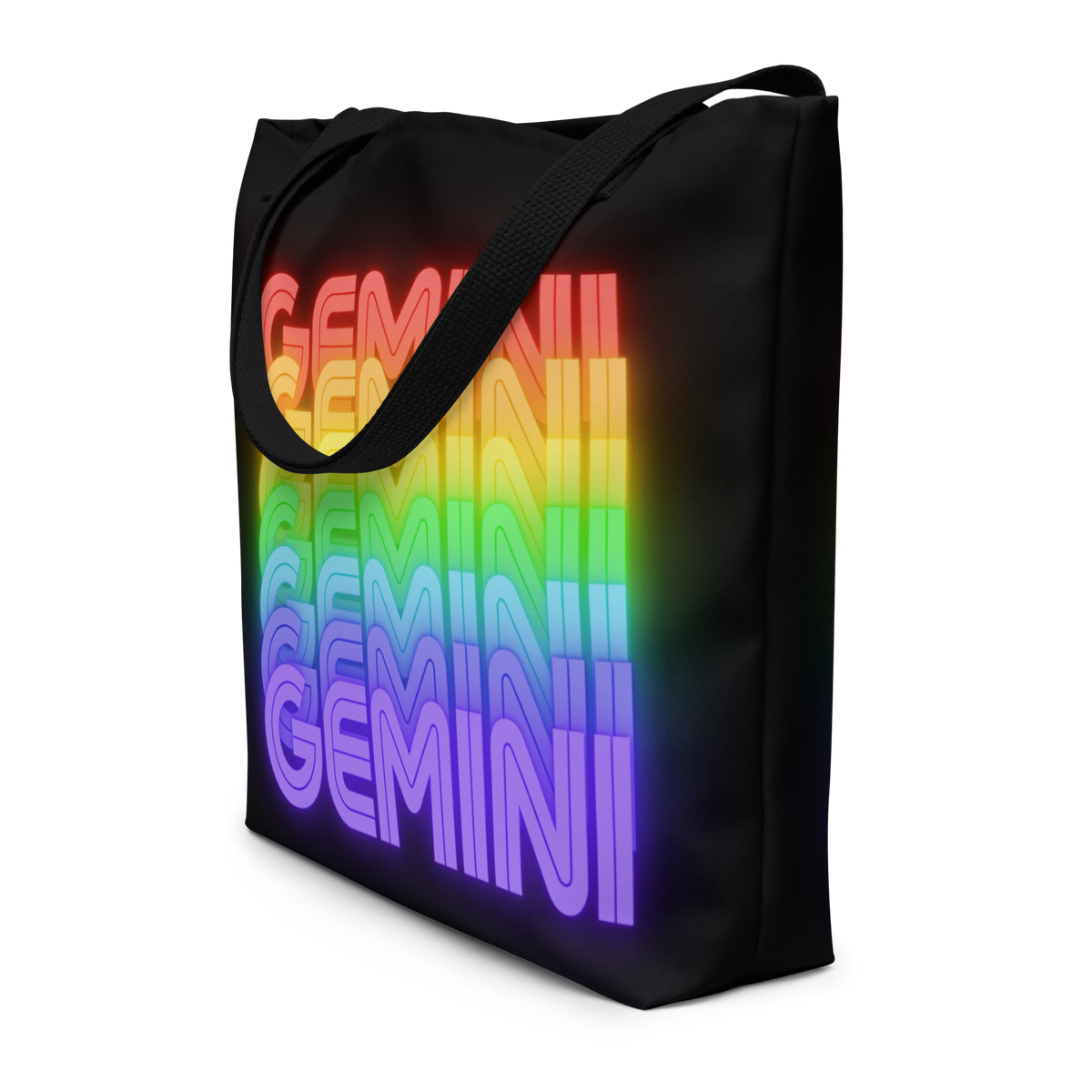 Gemini_Rainbow_-_Black_Large_Tote_Bag_Side_View