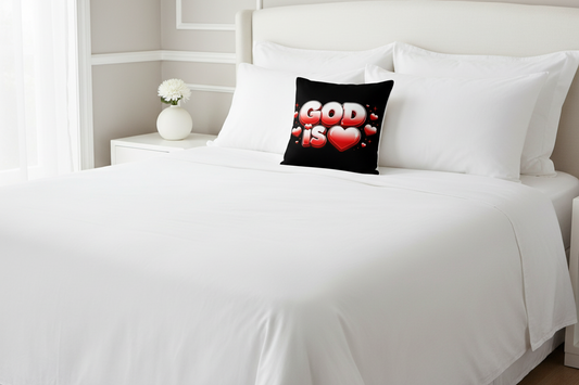 God is Love Red & White Ombre - Black Premium Decor Pillow 22 x 22