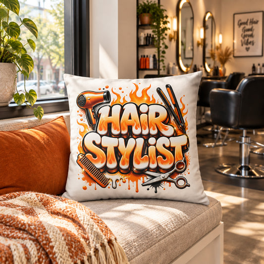 Hairstylist Orange & White Ombre Premium Decor Pillow 22 x 22