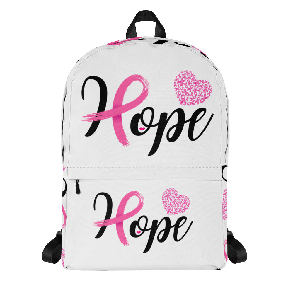 Hope Cancer Awareness White Backpack (Front View)