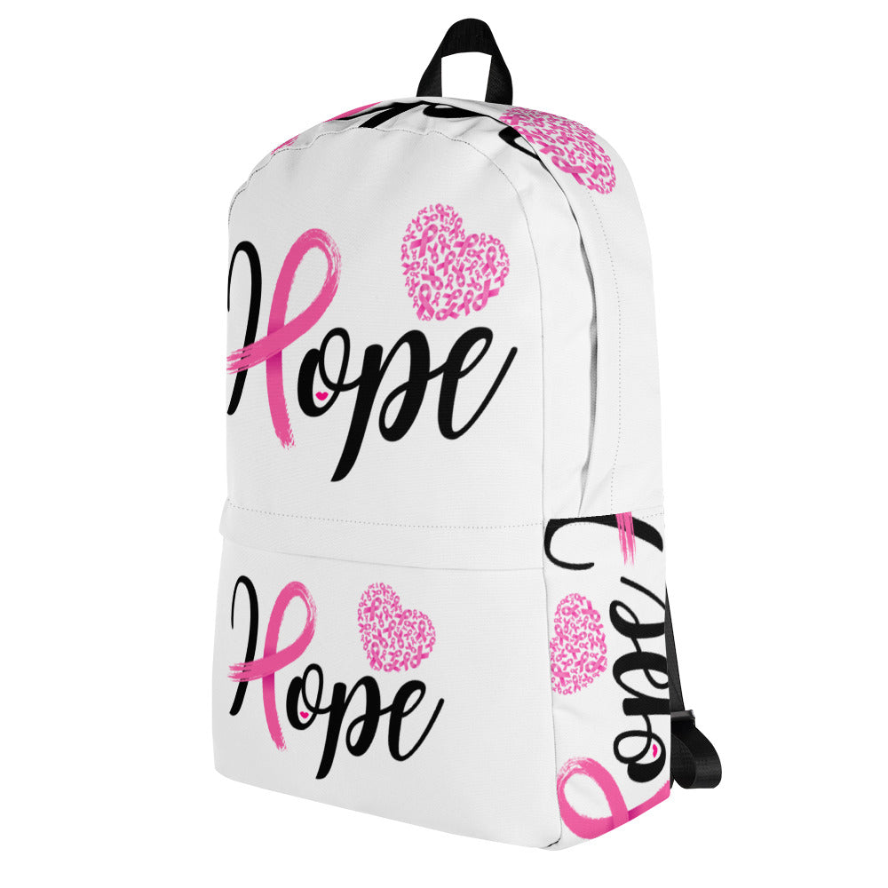 Hope Cancer Awareness White Backpack (Left View)