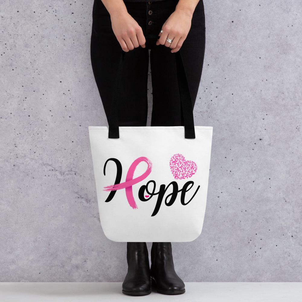 Hope Cancer Awareness White Tote Bag