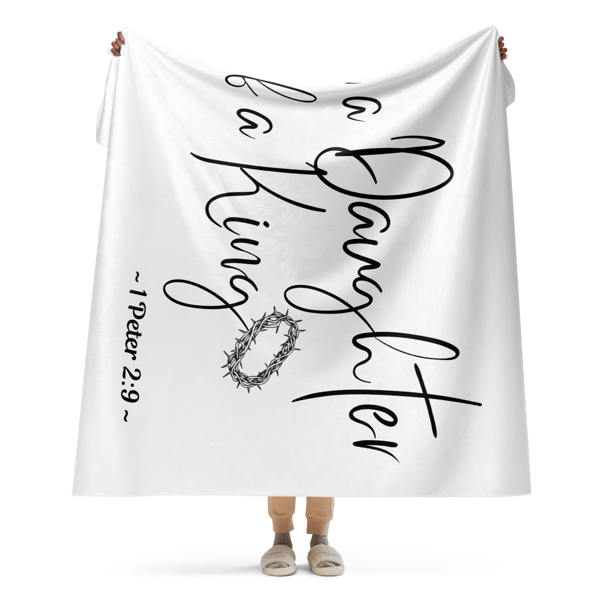 I Am A Daughter of A King - White Sherpa Blanket (Another Front View)