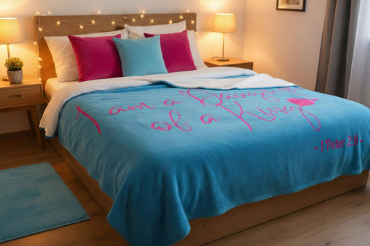 I Am A Daughter of A King Sky Blue Signed in Hot Pink 60 x 80