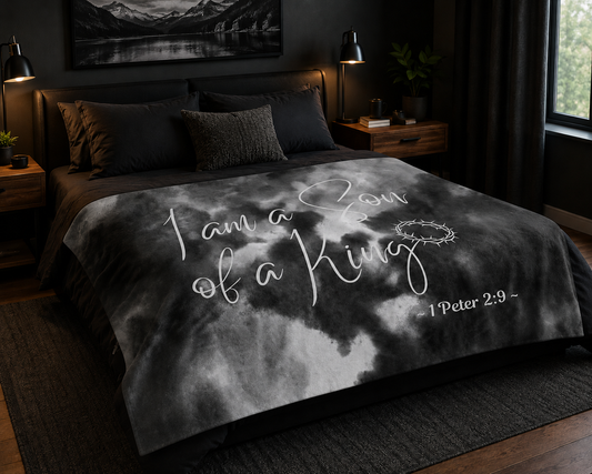 I Am A Son of A King - Black Watercolor Bed Mockup