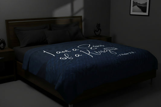 I Am A Son of A King Midnight Blue Sherpa Blanket 60 x 80