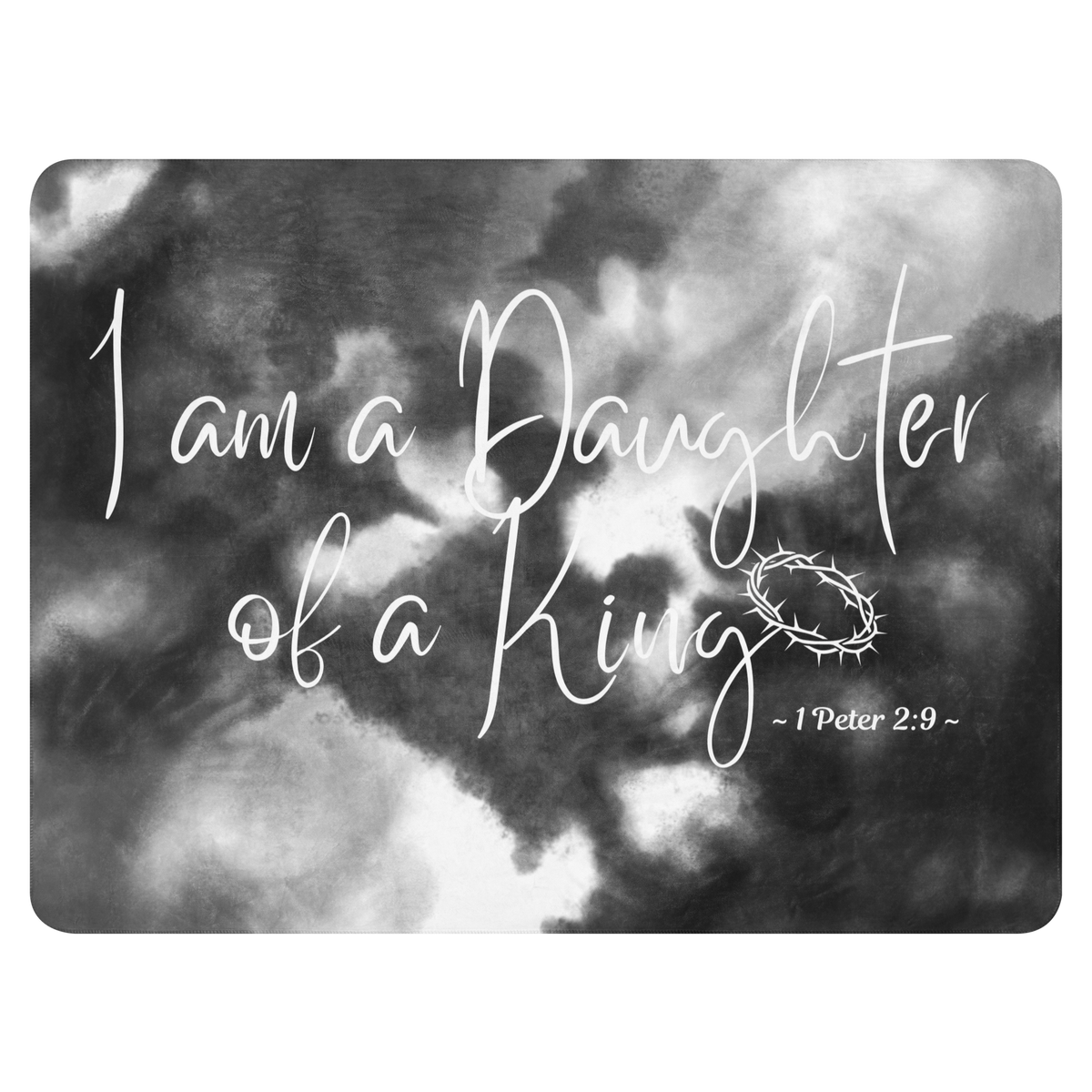 I Am a Daughter of A King - Black Watercolor Sherpa Blanket 60x80 (Front View)