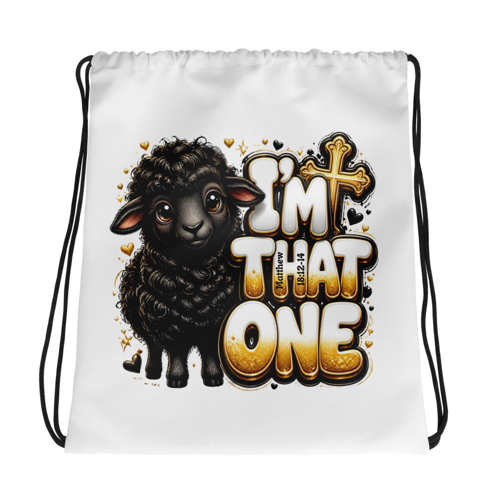 I'm That One White Drawstring Bag 