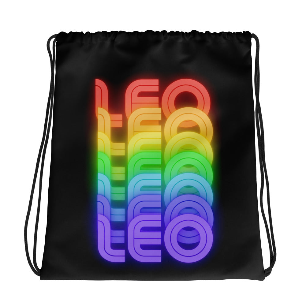 LEO_Rainbow_-_Black_Drawstring_Bag