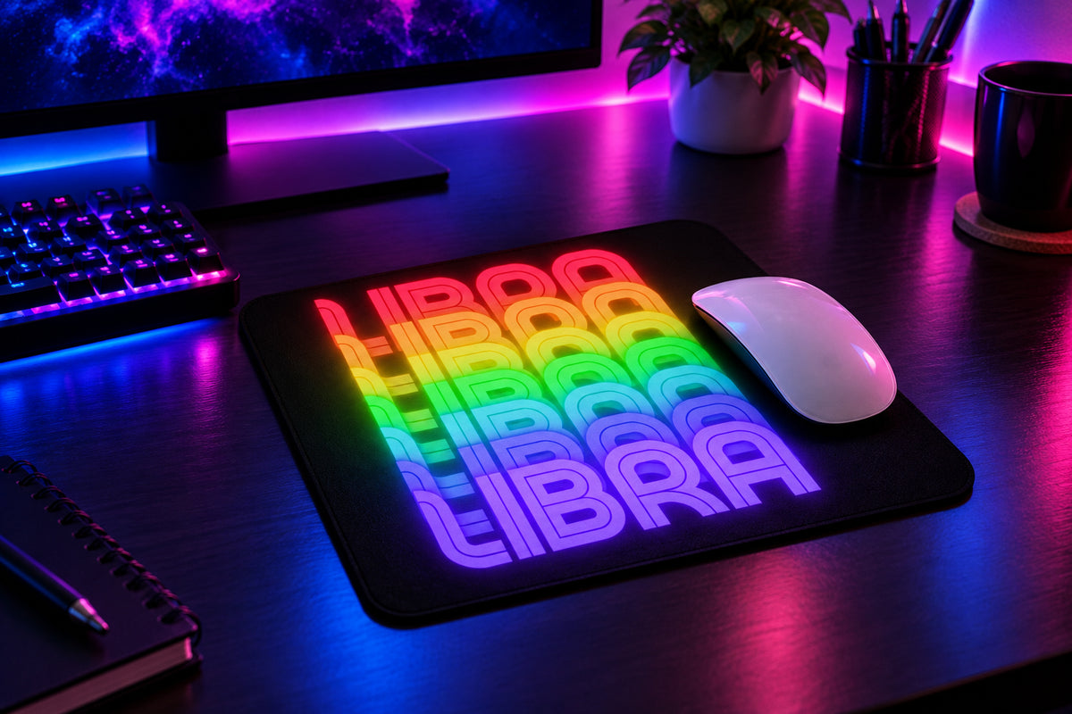 Libra Rainbow - Black Mouse Pad (Mouse Not Included)