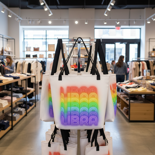 Libra_Rainbow_-_White_Large_Tote_Bag_Front_View