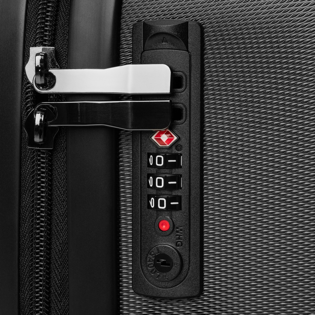 No Delays Please Suitcase Black - Lock View
