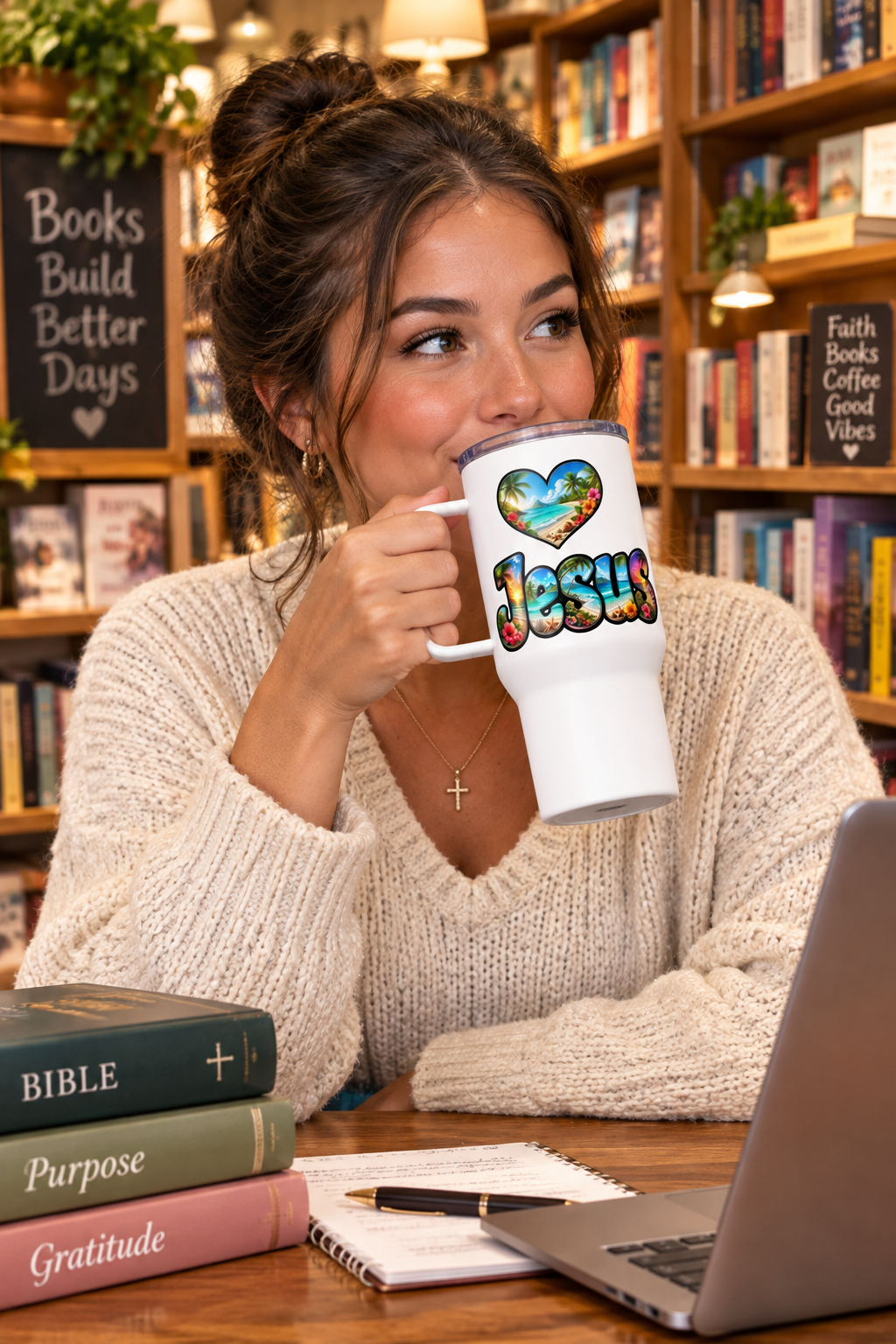 Love Jesus Travel Mug with Handle 25 oz