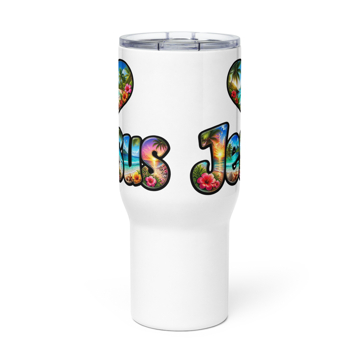 Love Jesus Travel Mug with Handle 25 oz Side View 