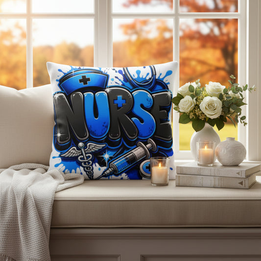 Nurse Blue and Black Premium Decor Pillow 22 x 22