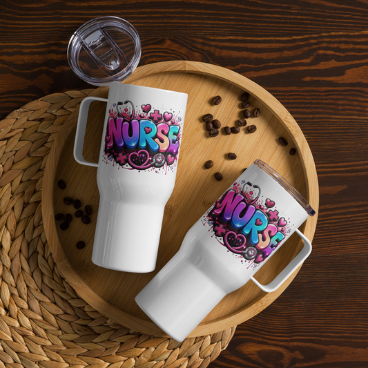 Nurse Unicorn Color - White Travel Mug with Handle 25 oz. 