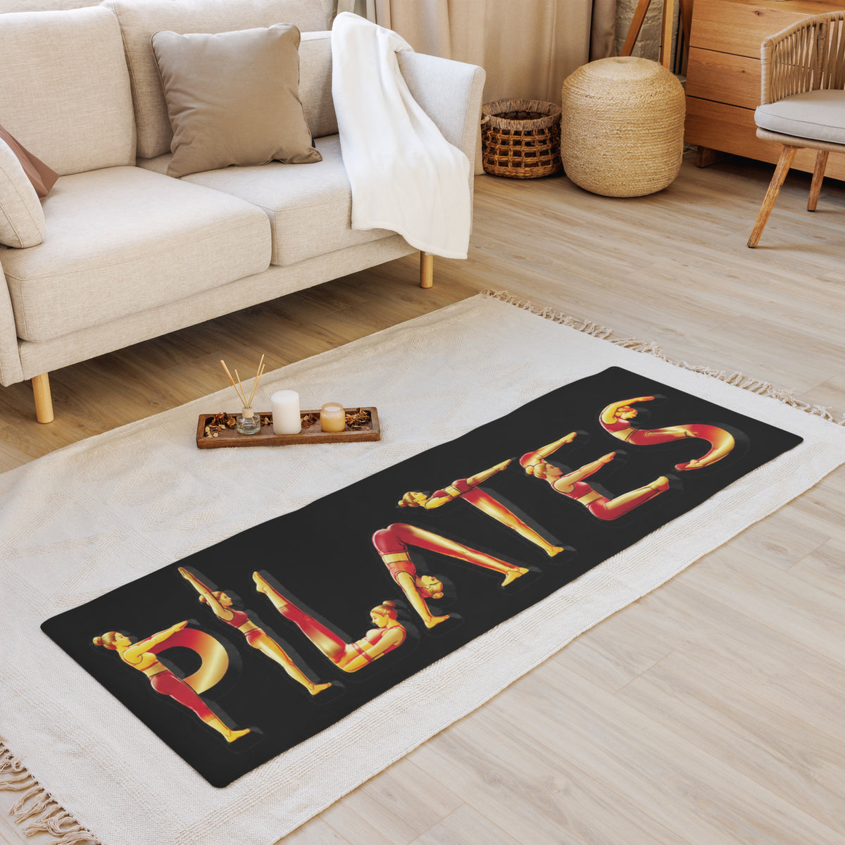 Pilates Red & Gold - Black Pilates Mat