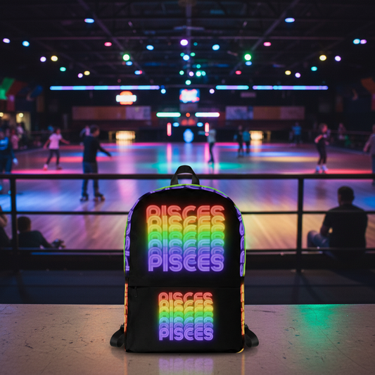 Pisces Rainbow - Black Backpack (Another Front View)