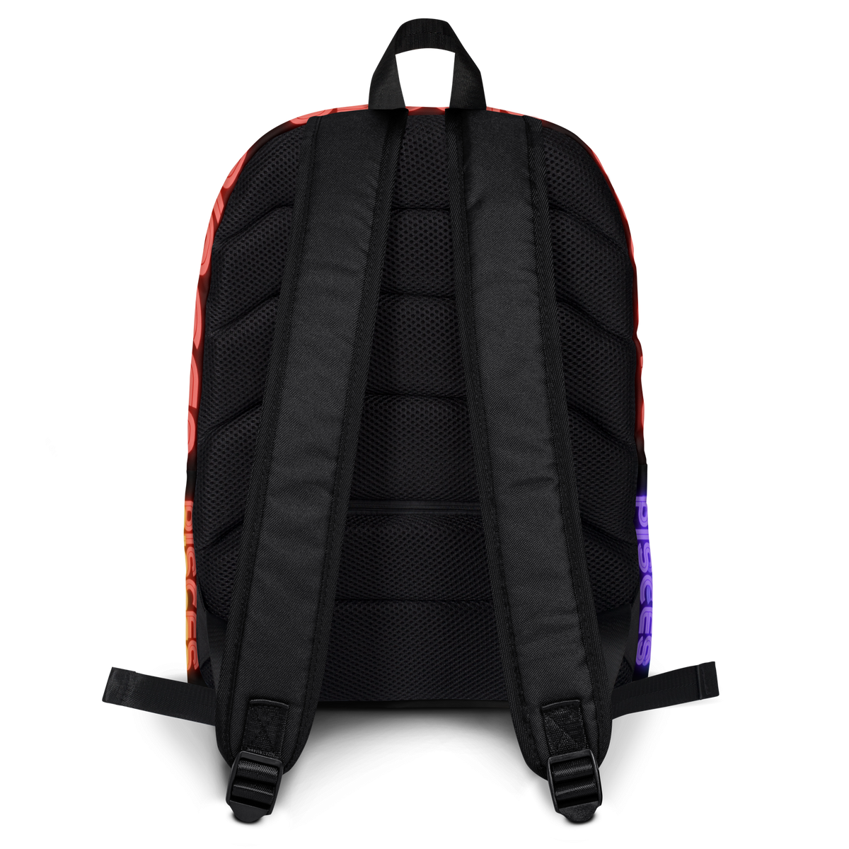 Pisces Rainbow - Black Backpack (Back View)