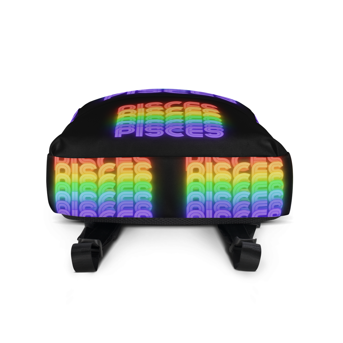 Pisces Rainbow - Black Backpack (Bottom View)