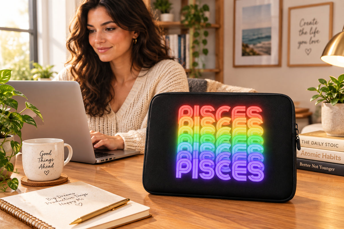 Pisces Rainbow - Black Laptop Sleeve 13"