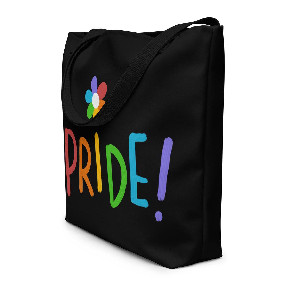 Pride Black Large Tote Bag (Side View)