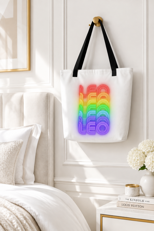 Rainbow_Leo_-_White_Large_Tote_Bag_Front_View