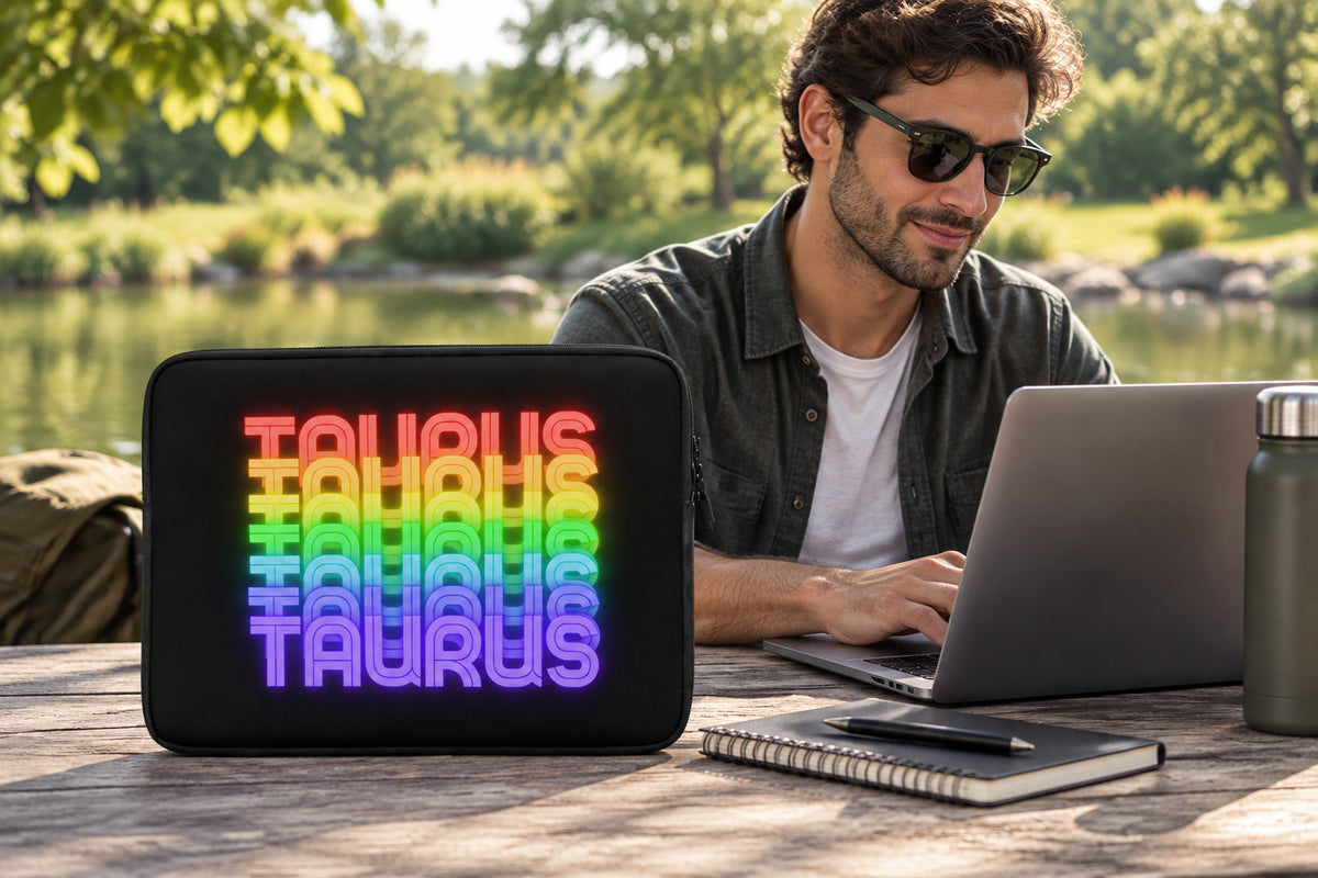 Rainbow Taurus - Black Laptop Sleeve 15"