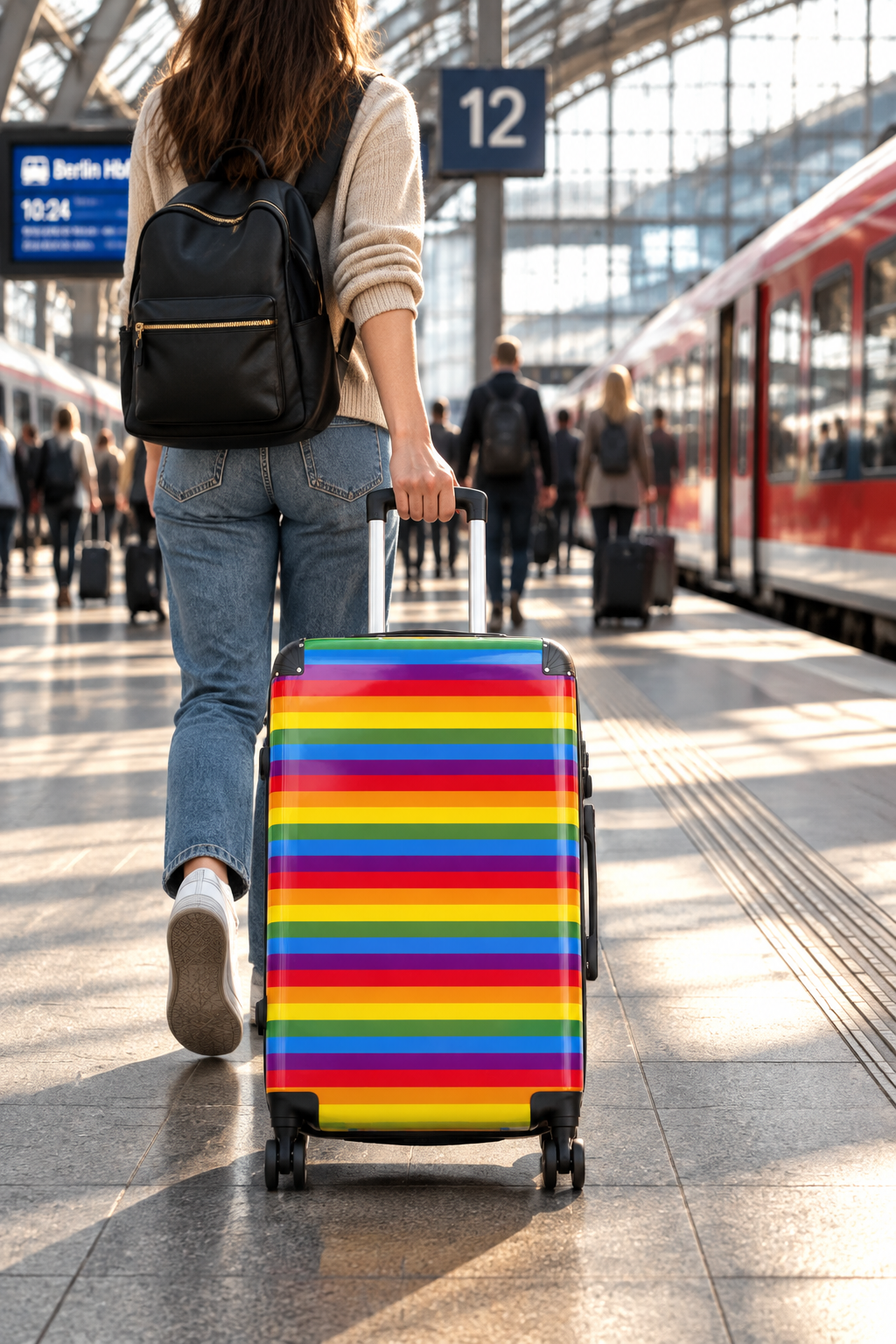 Rainbow suitcase--medium