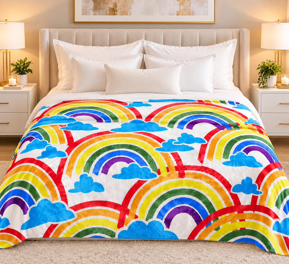 Rainbows & Clouds Sherpa Blanket 60 x 80