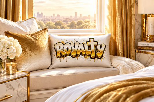 Royalty Gold and White Ombre Premium Decor Pillow 20 x 12 
