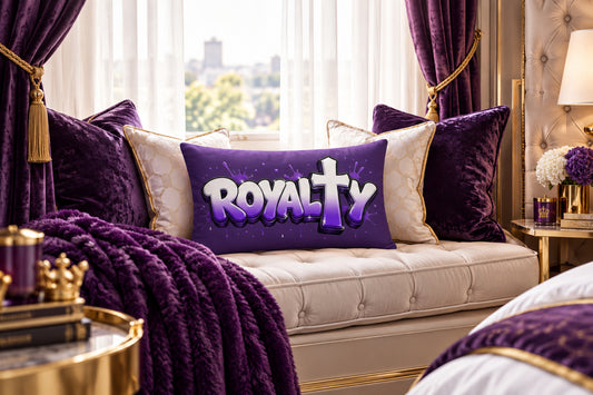Royalty White and Purple Ombre Purple Premium Decor Pillow 20 x 12