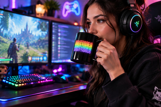 Sagittarius Rainbow - Black Glossy Mug Black 11oz. (Right View)
