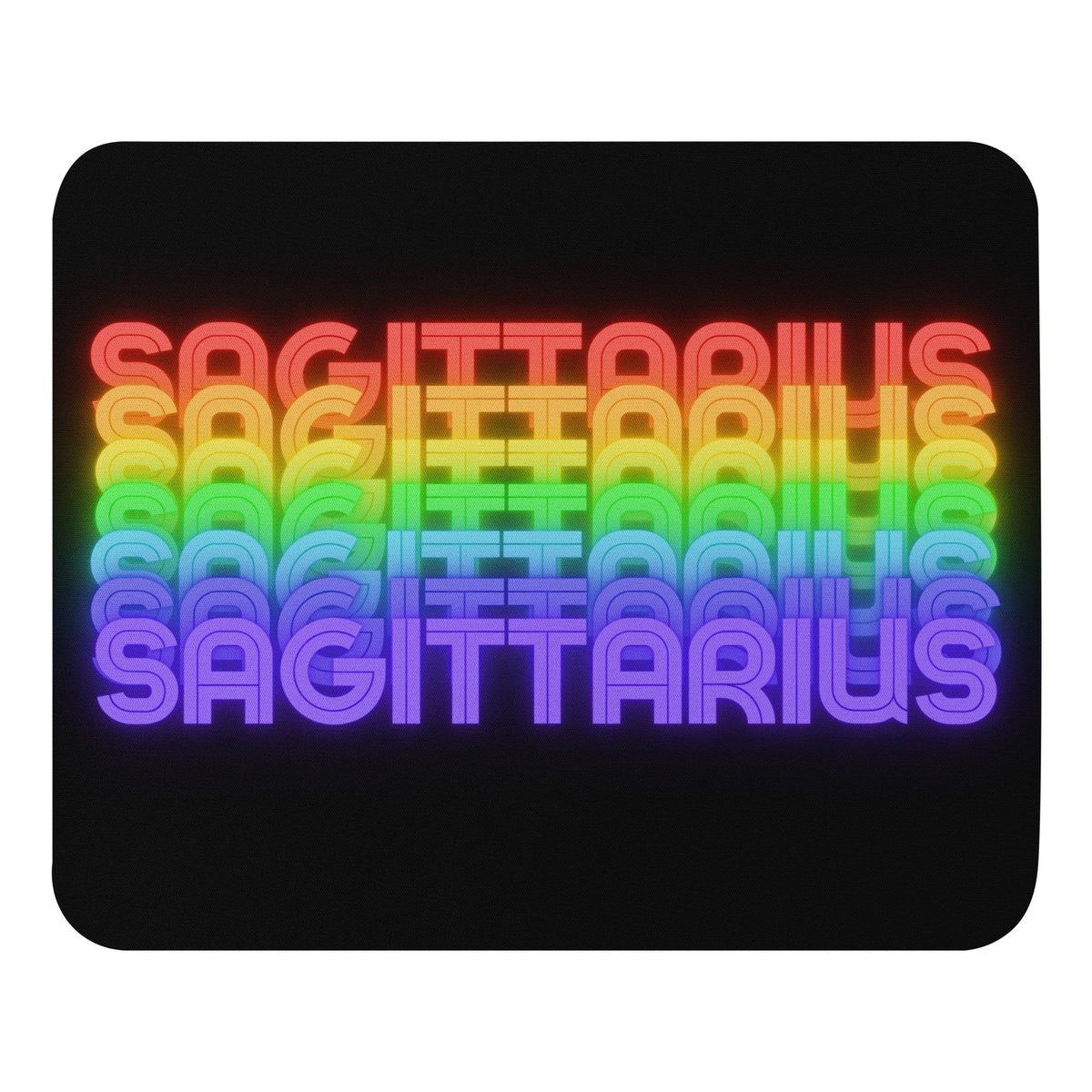 Sagittarius Rainbow - Black Mouse Pad (Another Front View)