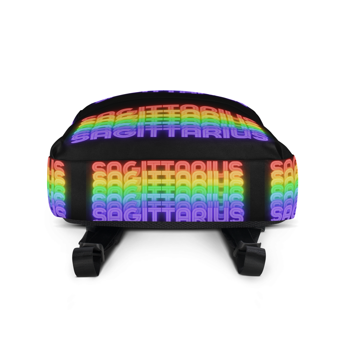 Sagittarius_Rainbow_Black_Backpack_Bottom_View
