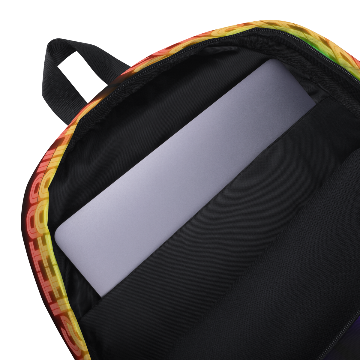 Sagittarius_Rainbow_Black_Backpack_Laptop_Pocket_View