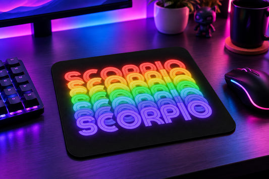 Scorpio Rainbow - Black Mouse Pad (Another Front View)
